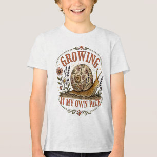 Groeiend in Mijn Eigen Tempo Slak Bloem Kids T-Shi Tri-Blend Shirt