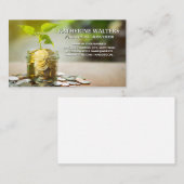 Groeiend Plant in een pot met munten | Financiën Visitekaartje (Voorkant / Achterkant)