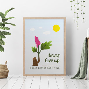 Groeiende boom met motivatie tekst. poster