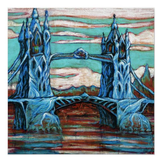 Groeiende brug in een fantasiestad perfect poster (Voorkant)