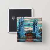 Groeiende brug in een fantasiestad vierkante button 5,1 cm (Voorkant /achterkant)
