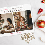 Groeiende familie 2 Kinder kerstfoto's Briefkaart<br><div class="desc">Groeiende familie 2 Kinder Briefkaart met feestelijke feestdagen</div>