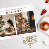 Groeiende familie 2 Kinder kerstfoto's Briefkaart