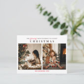 Groeiende familie 2 Kinder kerstfoto's Briefkaart (Staand voorkant)
