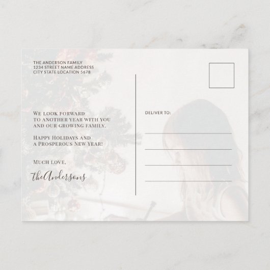 Groeiende familie kinderen Foto voor vrolijk kerst Briefkaart (Achterkant)