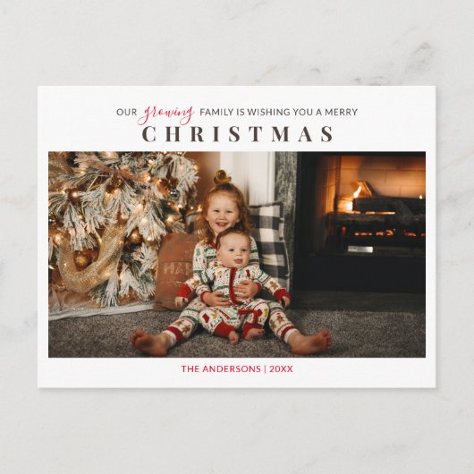 Groeiende familie kinderen Foto voor vrolijk kerst Briefkaart (Voorkant)
