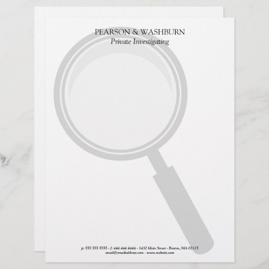 Groeiende Glass Private Eye Name & Contact Briefhoofd Ontwerp (Voorkant / Achterkant)