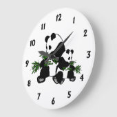 Groeiende Panda Black Numbers Large Clock Grote Klok (Hoek)
