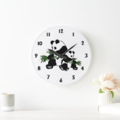 Groeiende Panda Black Numbers Large Clock Grote Klok (Huis)