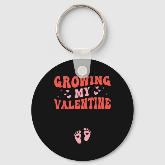 Groeiende Valentijn Zwangerschapsaankondiging Vale Sleutelhanger (Voorkant)
