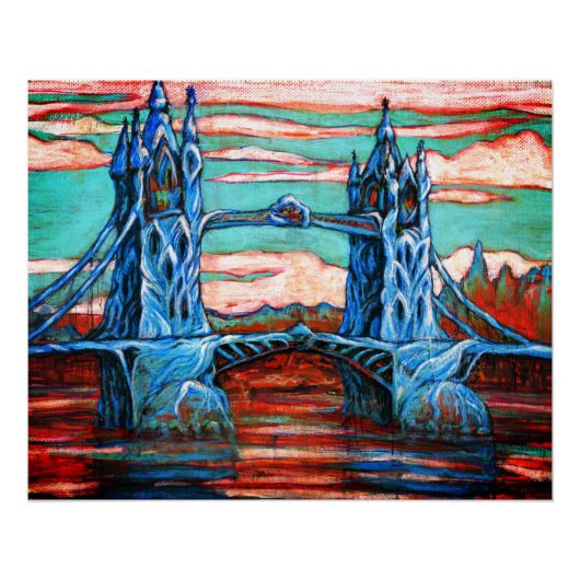 Groeiersbrug in een fantasie Londen Perfect Poster (Voorkant)