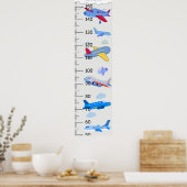 Groeikaart van Schattigee vliegtuigen in centimete Poster (Keuken)