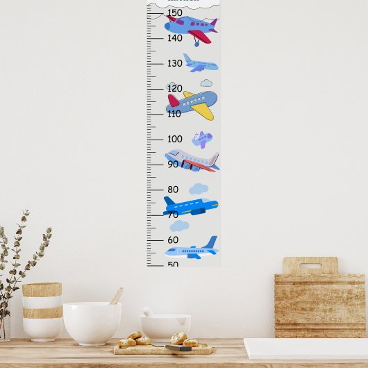 Groeikaart van Schattigee vliegtuigen in centimete Poster (Keuken)