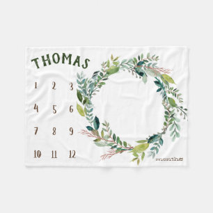 Groeitracker - Groene takken Mijlpaal Fleece Deken