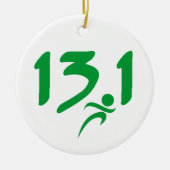 Groen 13.1 halve marathon keramisch ornament (Voorkant)