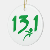 Groen 13.1 halve marathon keramisch ornament (Links)