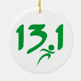 Groen 13.1 halve marathon keramisch ornament
