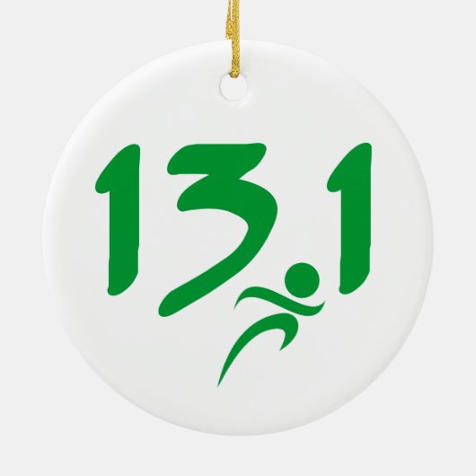 Groen 13.1 halve marathon keramisch ornament (Achterkant)