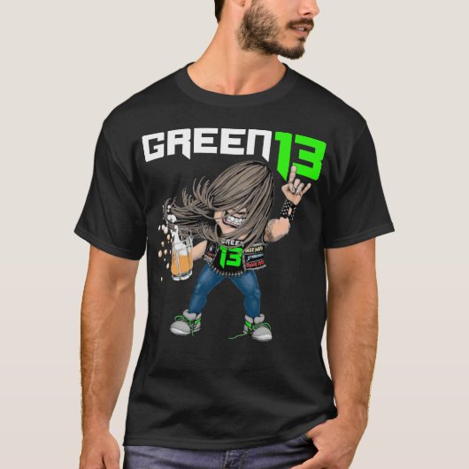Groen 13 Metalhead (zwart) T-shirt (Voorkant)