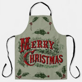 Groen 1876 Vrolijk Kerstfeest Schort (Voorkant)