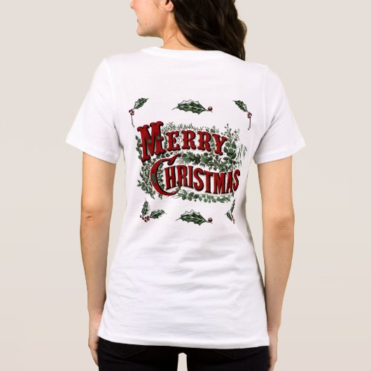 Groen 1876 Vrolijk Kerstfeest Tri-Blend Shirt (Achterkant)