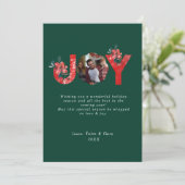 Groen 1 Foto Joy Eenvoudige Custom Kerstmis Feestdagenkaart (Staand voorkant)
