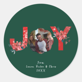 Groen 1 Foto Joy Eenvoudige Custom Kerstmis Ronde Sticker
