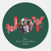 Groen 1 Foto Joy Eenvoudige Custom Kerstmis Ronde Sticker (Voorkant)