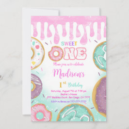 Groen 1e verjaardag Donut Party Kaart