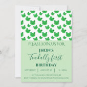 Groen 1e verjaardagsfeestje Baby Boy Frog Kaart (Voorkant)