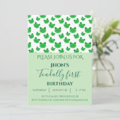 Groen 1e verjaardagsfeestje Baby Boy Frog Kaart (Staand voorkant)