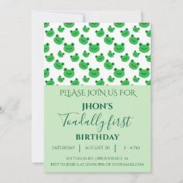 Groen 1e verjaardagsfeestje Baby Boy Frog Kaart