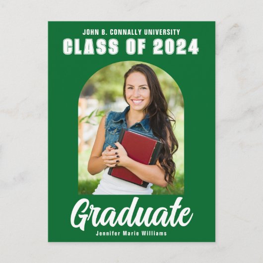 Groen 2024 Afstuderen Fotoboog Modern Afstuderen Briefkaart (Voorkant)
