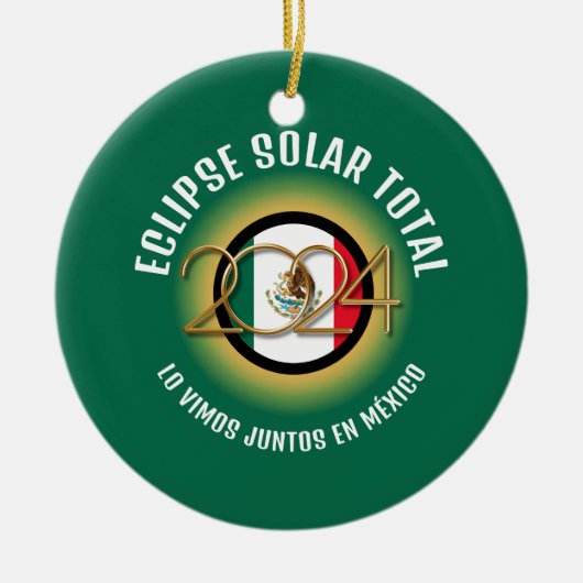 Groen 2024 TOTAAL ZONSVERDUISTERING Mexico Keramisch Ornament (Voorkant)