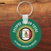 Groen 2024 TOTAAL ZONSVERDUISTERING Mexico Sleutelhanger (Achterkant)