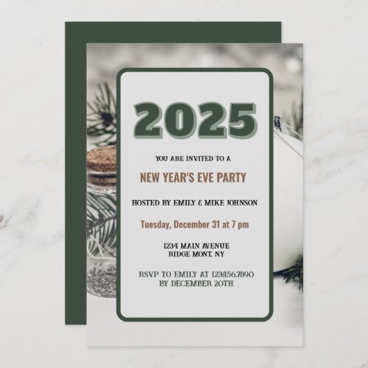 Groen 2025 oudejaarsavond aangepast jaar kaart (Voorkant / Achterkant)