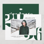 Groen 2025 Vetgedrukte typografie Foto Afstuderen Aankondiging (Voorkant / Achterkant)