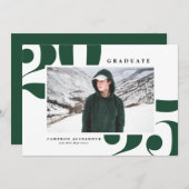 Groen 2025 Vetgedrukte typografie Foto Afstuderen Aankondiging (Voorkant / Achterkant)