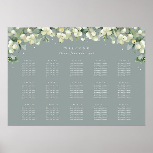 Groen 28x20" 15 Tafels van 8 Zitkaarten Poster (Voorkant)