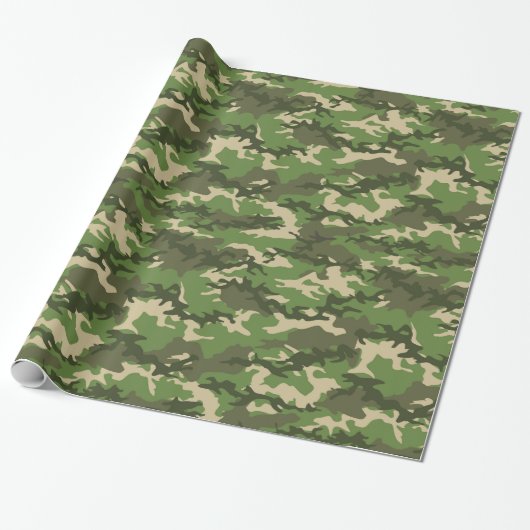 Groen 2 Camouflage-verpakkingspapier Cadeaupapier (Uitgerold)