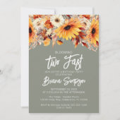 Groen 2e Verjaardag Herfst Bloemen Kaart (Voorkant)