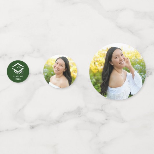 Groen 3 Foto Afstuderen Modern Script Hearts Pet Confetti (Achterkanten)