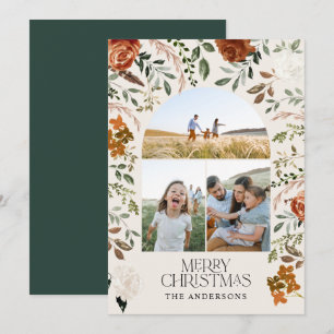 Groen 3 foto botanische elegante bijenkast feestdagenkaart