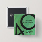 Groen 40 decennium vierkante button 5,1 cm (Voorkant /achterkant)