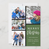 Groen 4 Foto Collage Modern Prettig Kerstfeest Feestdagenkaart (Voorkant)