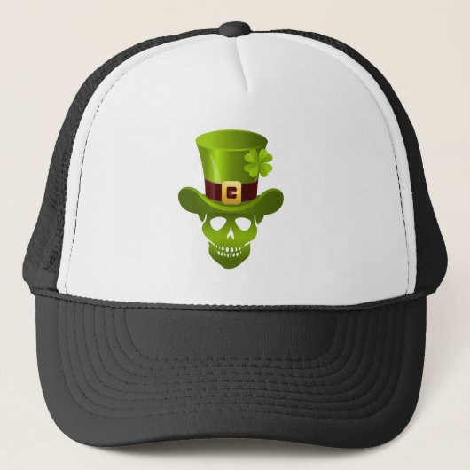 Groen 4 Leaf Shamrock Skull en Green Pet (Voorkant)