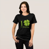 Groen 4 Leaf Shamrock Tri-Blend Shirt (Voorkant volledig)