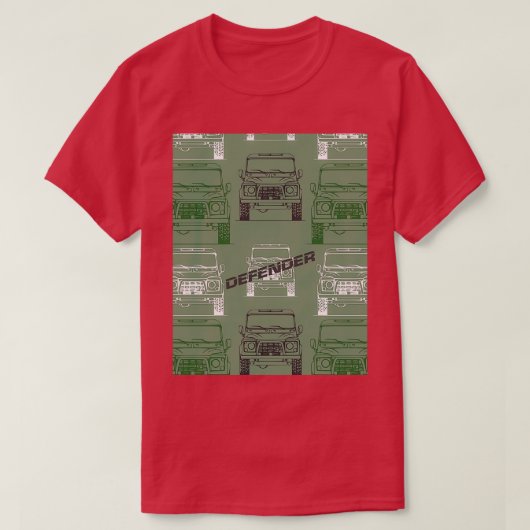 Groen 4x4-gezichtsherhalingspatroon t-shirt (Design voorkant)