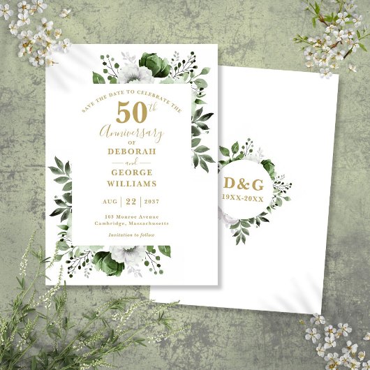 Groen 50ste huwelijksjubileum Save The Date