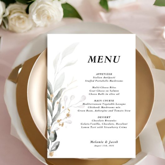 Groen 5x7 bewerkbare bruiloft Flat Menu